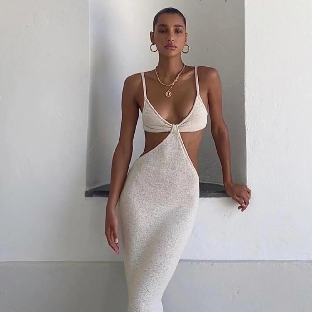 Cult Gaia Cream Backless Dress